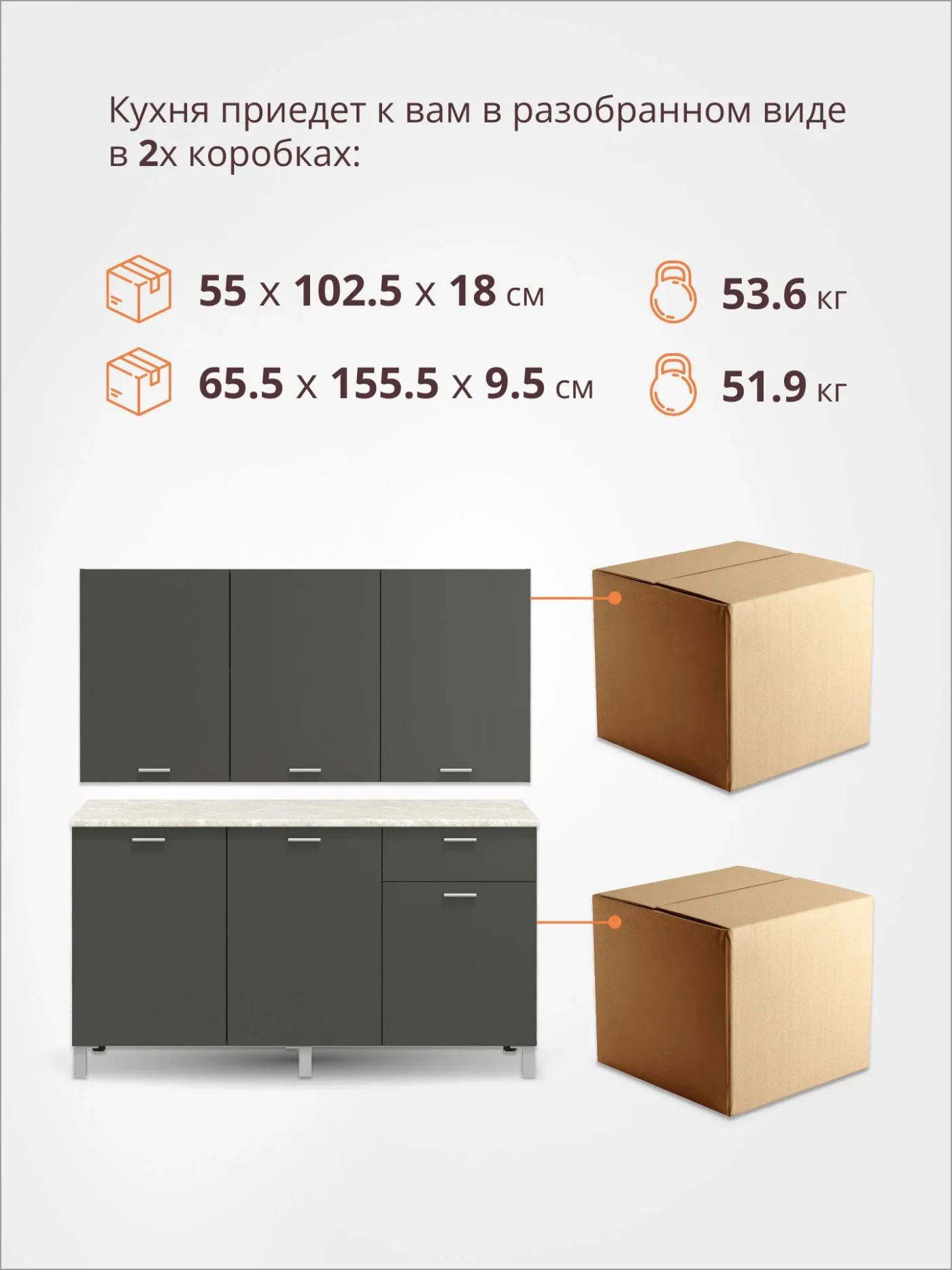 Кухонный гарнитур прямой олмеко "Лима", 150см, диамант серый