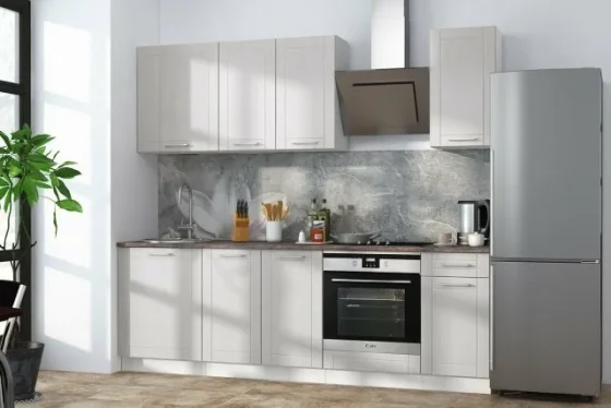 Кухонный гарнитур Hoff Стелла 2,4 м, 240х210х60 см, цвет жемчужно-серый